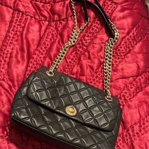 Kate Spade Black Quilted Shoulder Bag with Gold Accents